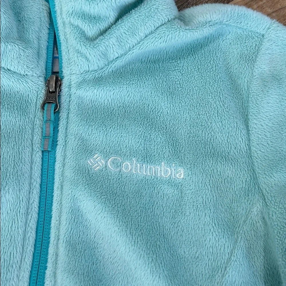 Columbia Light Blue/Turquoise Zip Fleece Jacket Girls XS 6/6X